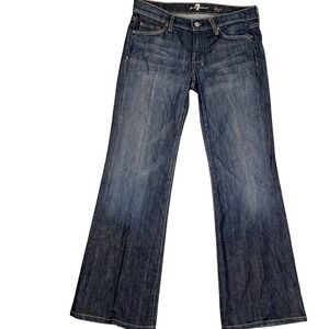 7 For All Mankind Jeans Womens 28 Blue Dojo Flare Pink Chain Embroidered Stretch